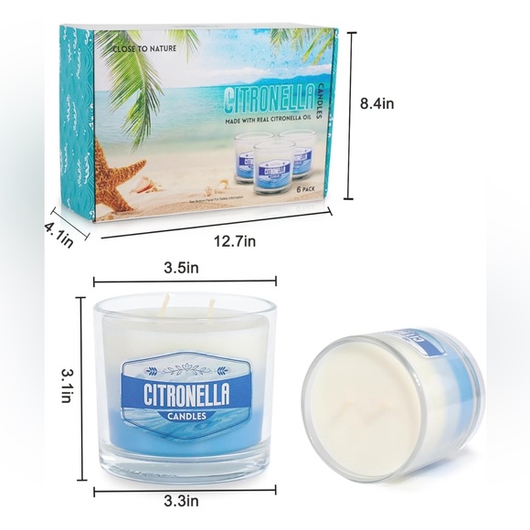 6 Pack 60 oz Large 450 Hours Citronella Home Scented 2 Wick Natural Candles🕯️ - Picture 6 of 7